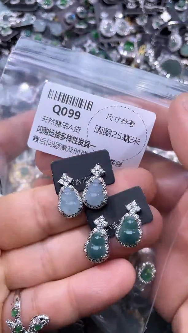 【闪购商品】翡翠颈饰未镶嵌Q099耳钉 多样性发其一