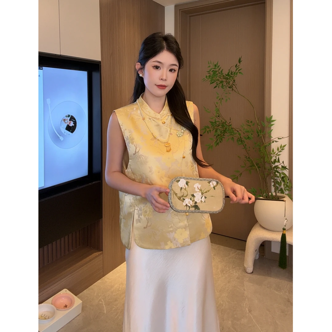 （欣欣）（运补）2025早秋新款新中式国风宋锦马甲