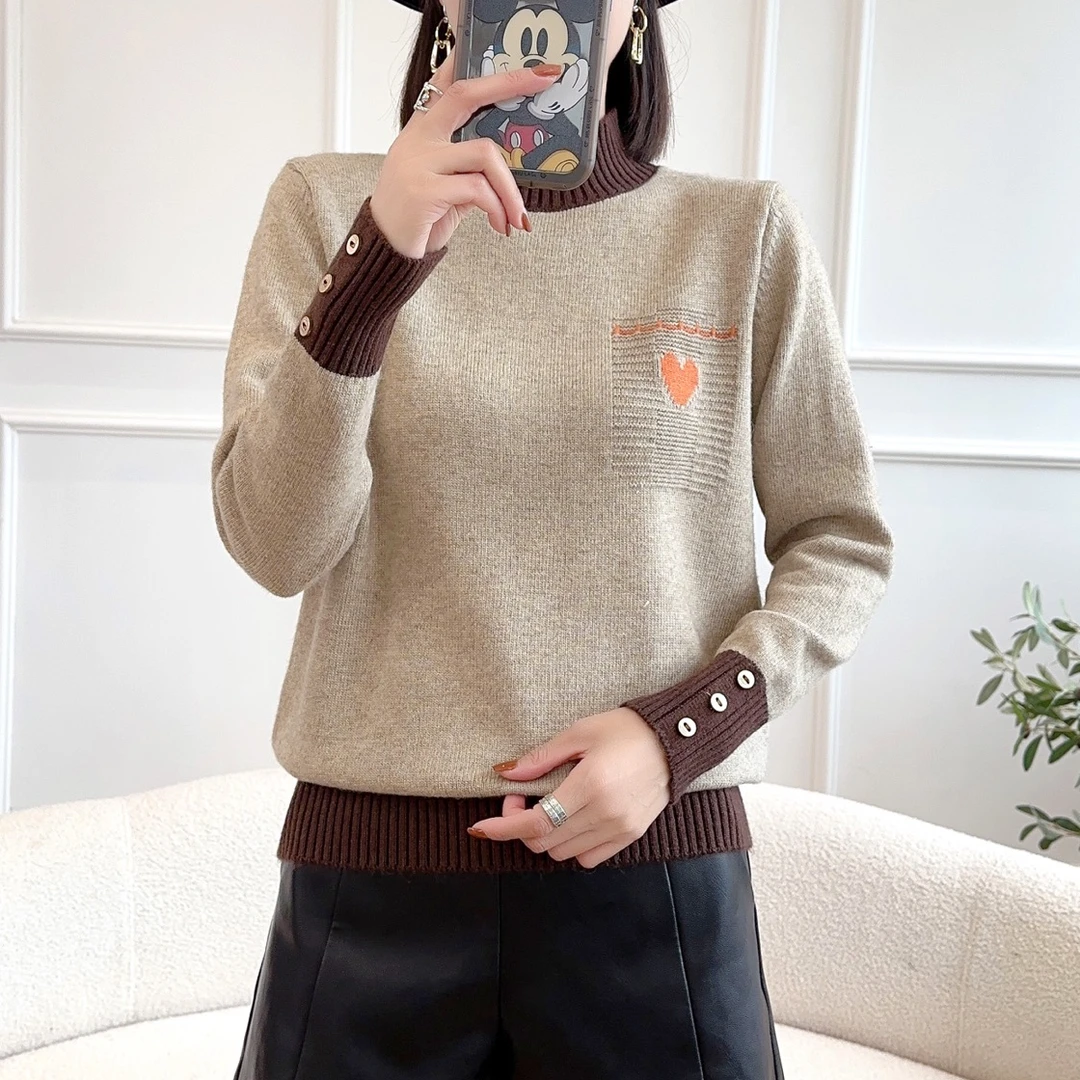 685#秋冬长袖针织衫半高领套头154