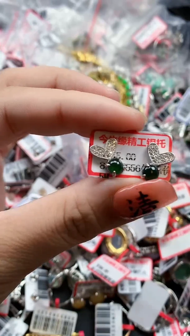 银S925镶嵌戒指翡翠天然A货缅甸翡翠