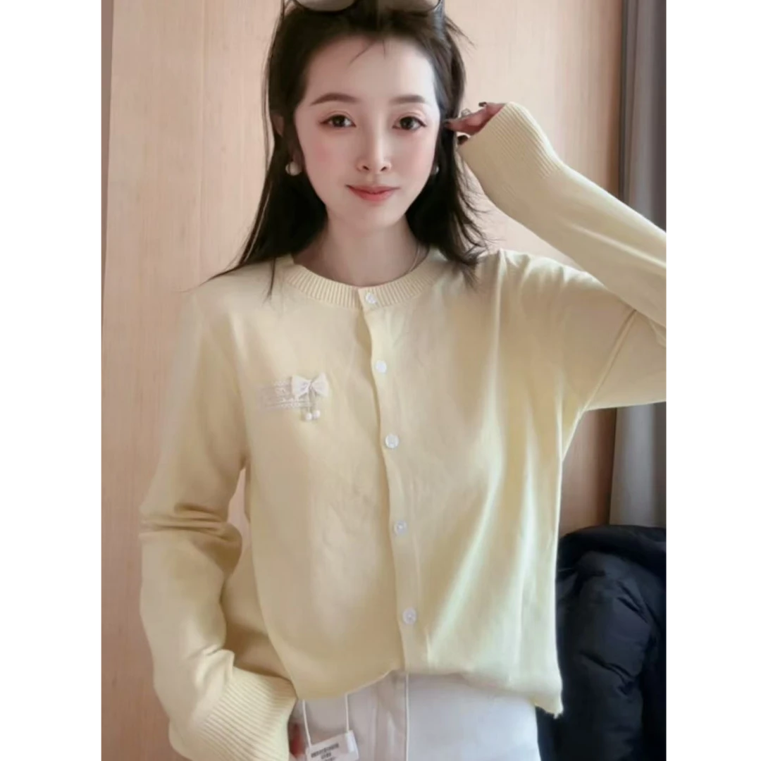 1988 STUDIO•胸前蕾丝蝴蝶结针织开衫