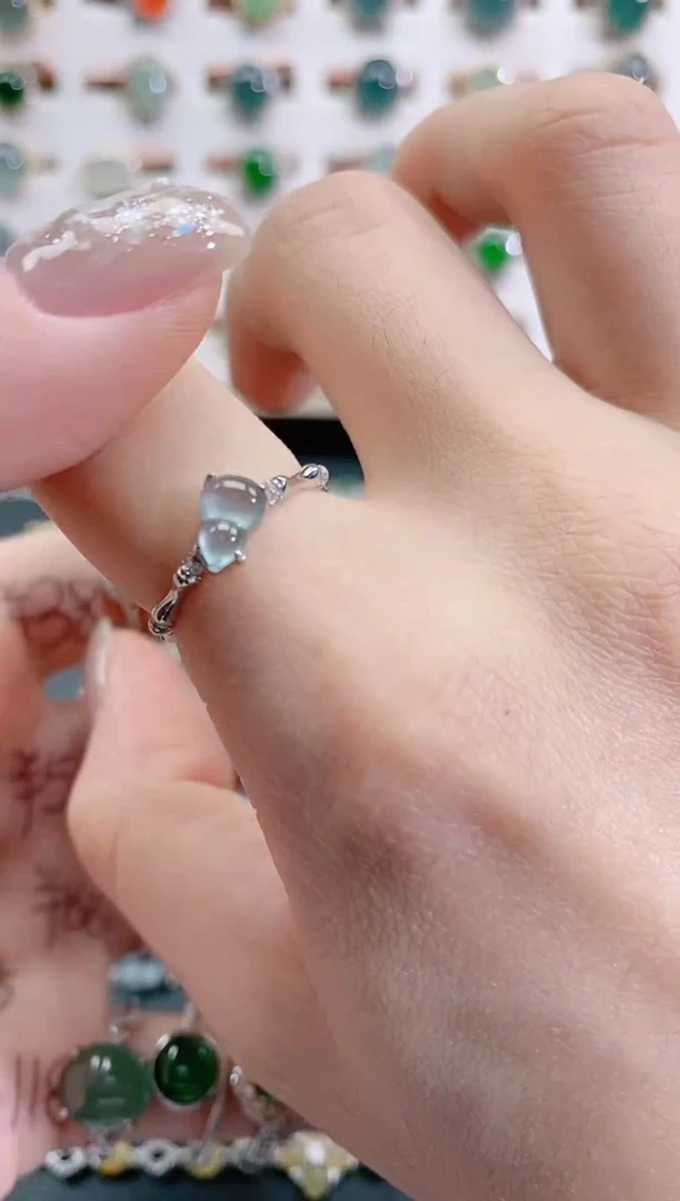 银S925镶嵌戒指翡翠天然翡翠