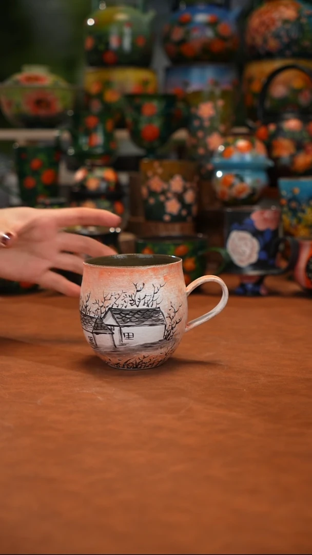 紫砂油画手绘釉下彩