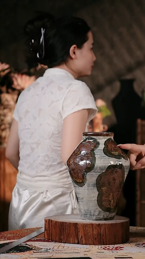 摆件景德镇高温陶瓷微瑕花器(