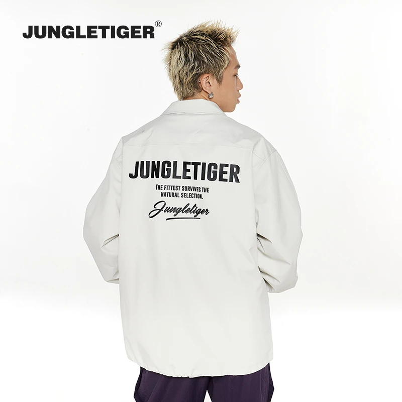 丛林老虎户外工装冲锋衣男2023新款街头潮牌休闲运动宽松夹克外套