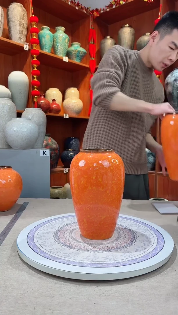 【闪购商品】瓶陶瓷花瓶 无花 爱马仕橙中号