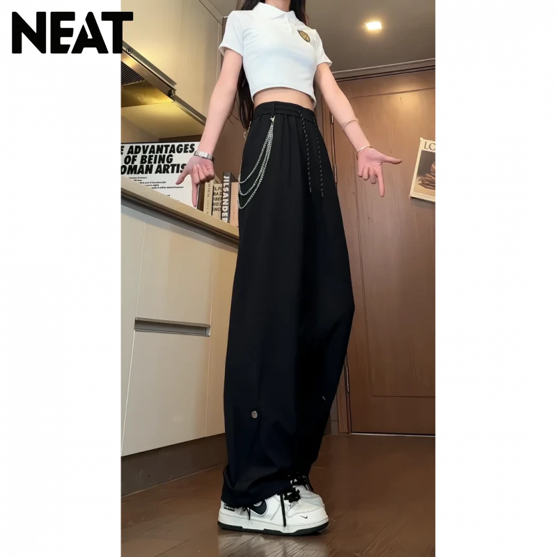 NEAT金属链条微喇西裤垂坠感高级感冰丝裤子男款速干弯刀美式运动