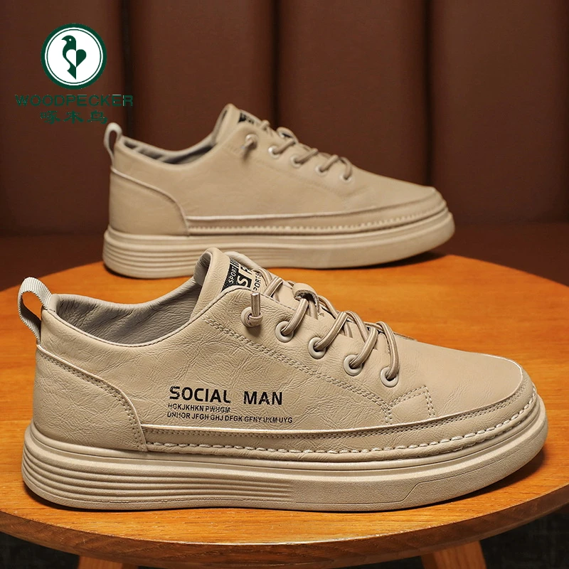 啄木鸟春季男鞋透气薄款潮流百搭皮鞋运动休闲鞋工作鞋潮鞋男款