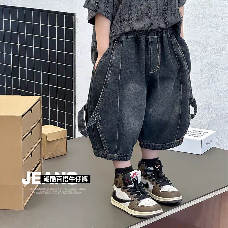 男童夏季七分裤薄款痞帅韩版宽松中裤儿童过膝百搭洋气夏天裤子