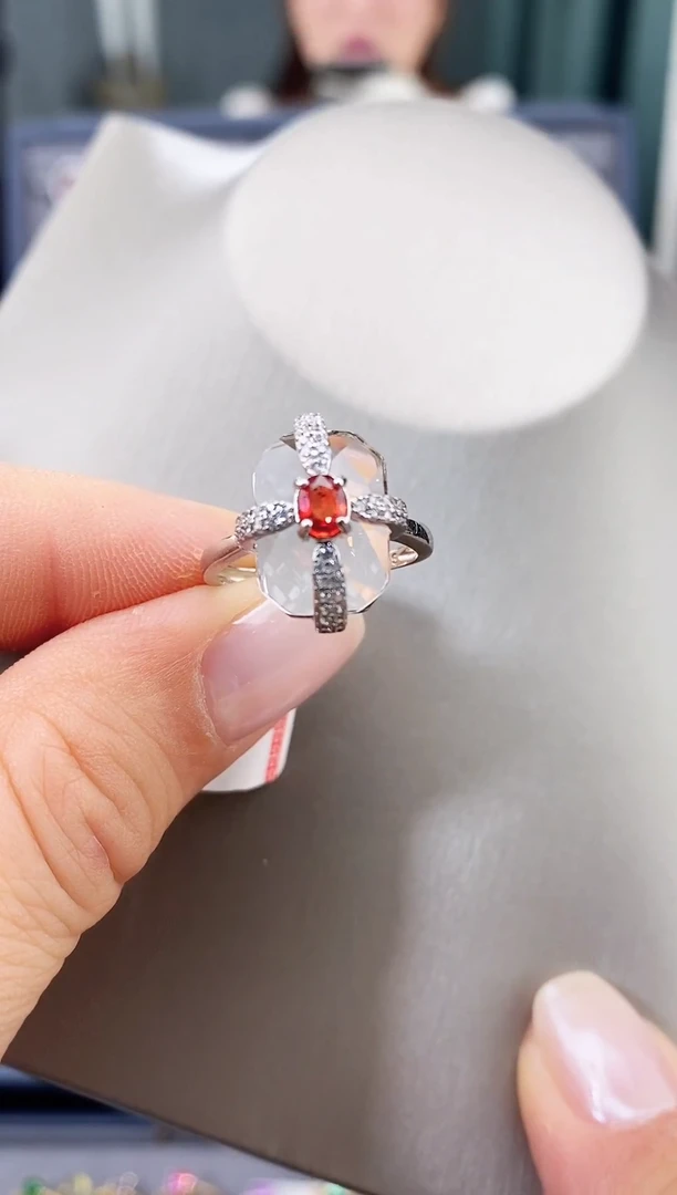 蓝宝石戒指银S925镶嵌戒指