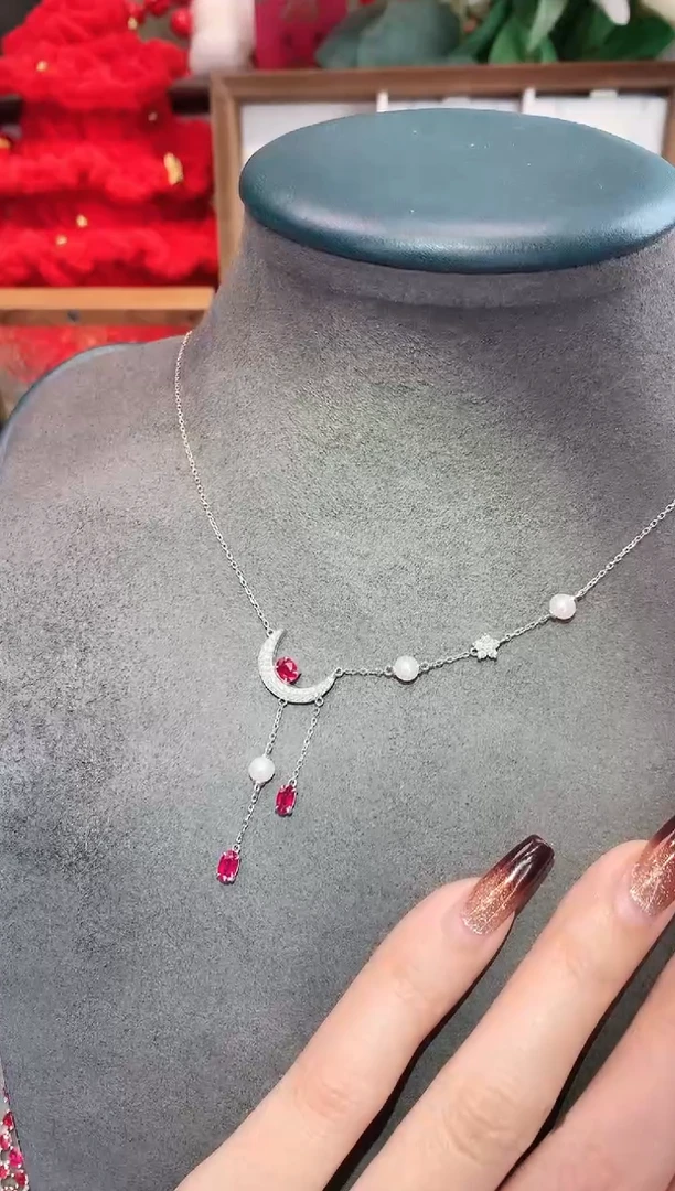 18K金镶嵌项链红宝石0.86ct/天然宝石/七天无理由