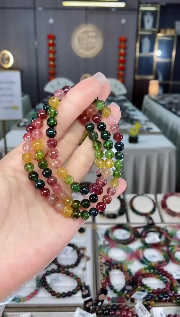 收藏级老矿碧玺三圈手串6mm+未镶嵌碧玺 hon多样性发货一条