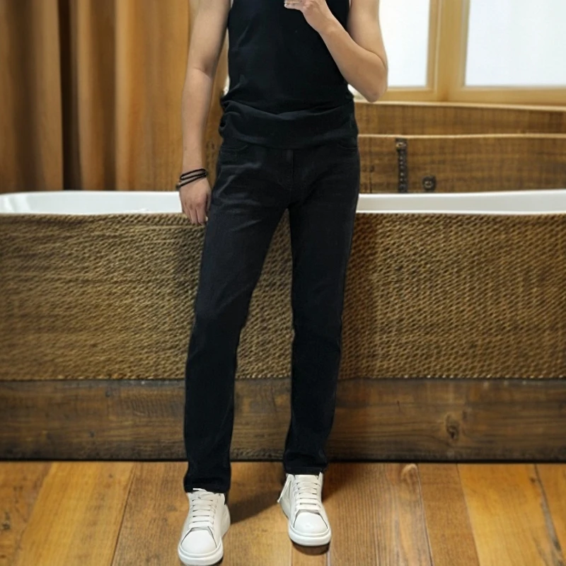 男士水洗牛仔裤怀旧色微弹直筒修身牛仔裤85166