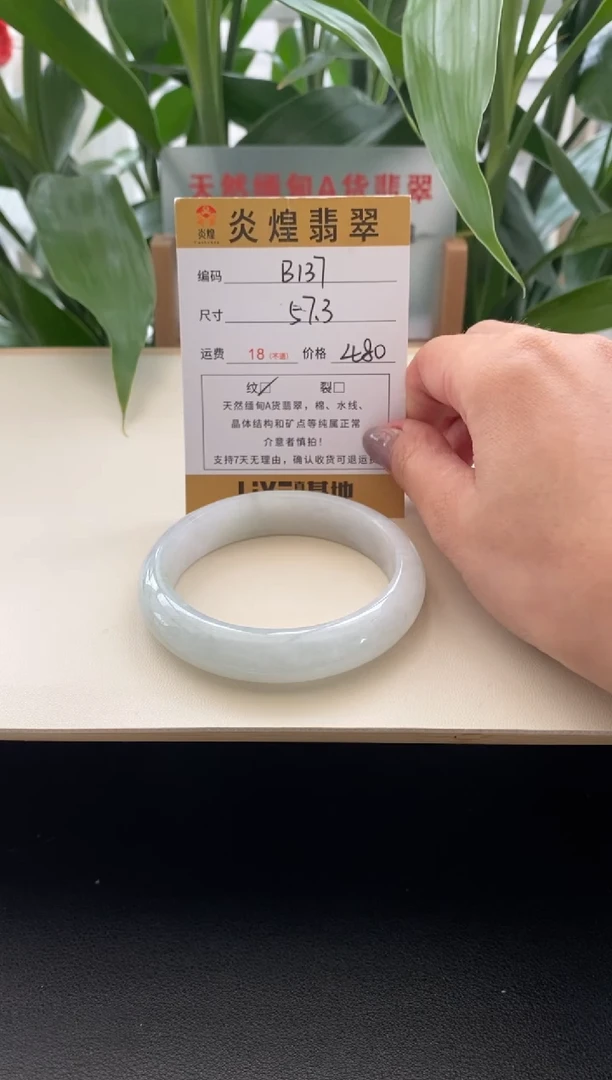 未镶嵌手镯翡翠圈口57.3编码B137