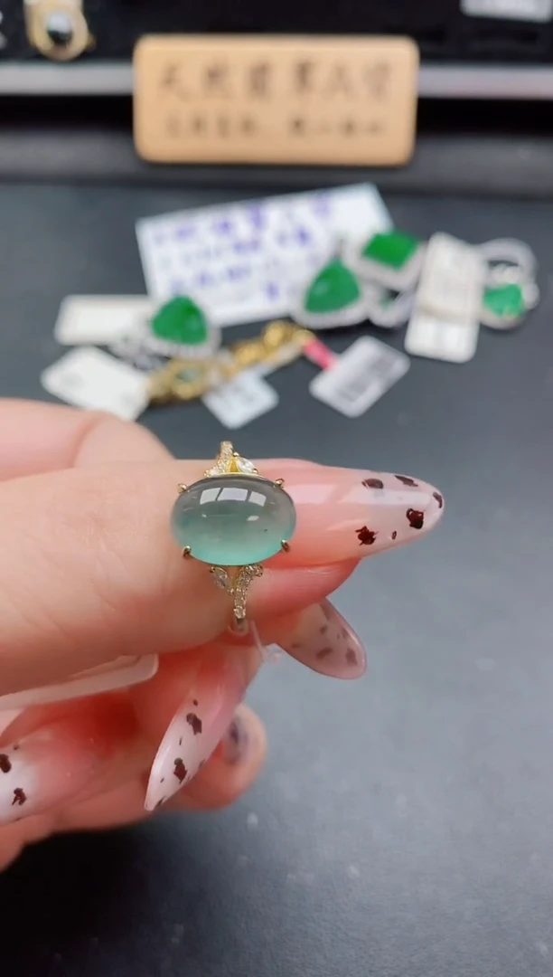 银S925镶嵌戒指翡翠1