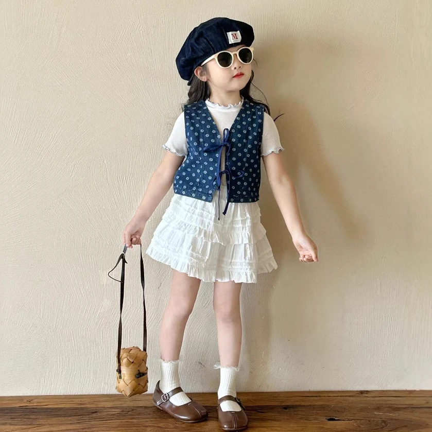 大橙子Studio女童2025春夏季新款女宝宝牛仔背心半裙洋气姐妹套装