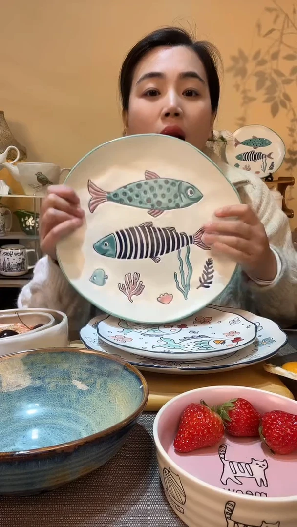 【闪购商品】瓷片11英寸手绘盘 微瑕介意勿拍