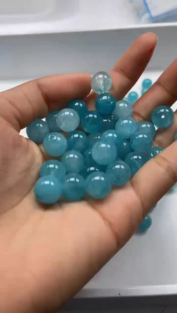 颈饰未镶嵌水晶W2988-蓝色碧玺10mm*10颗