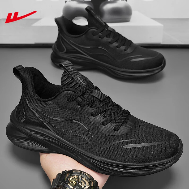 回力男鞋运动鞋黑色跑步鞋子秋季新款休闲百搭透气舒适软底网面鞋