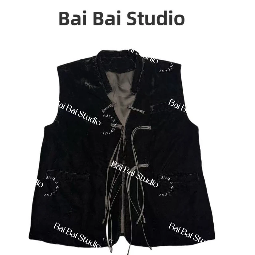 【BM】1235新中式[圣诞款]丝绵流苏盘扣定制绒棉马甲（不能机洗）