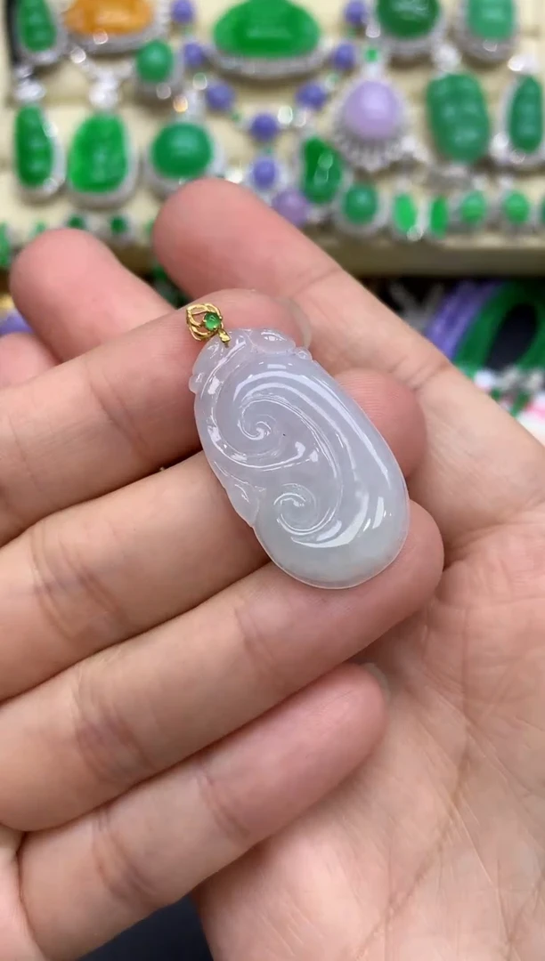 颈饰18K金镶嵌翡翠55-中国好珍宝