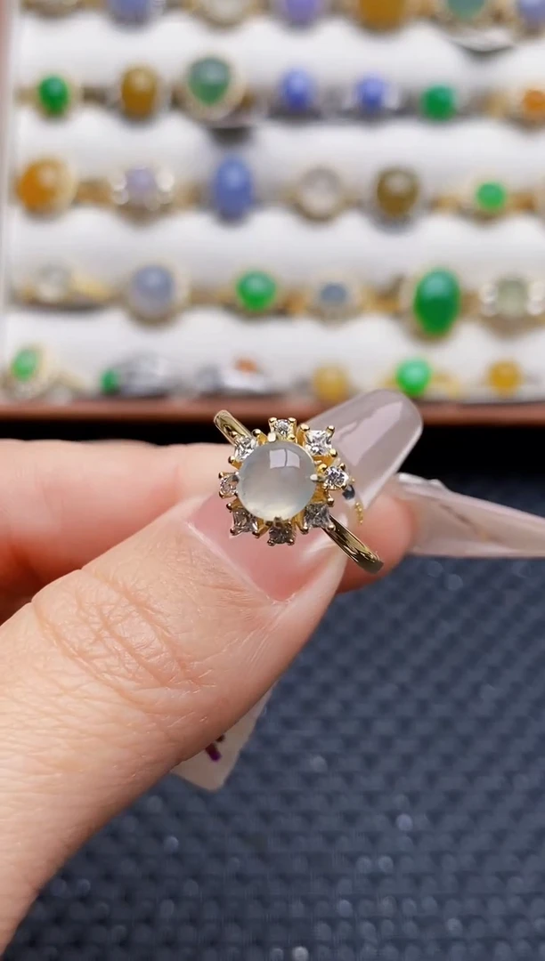 银S925镶嵌戒指翡翠7535