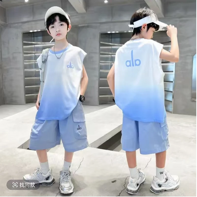 韩范潮流~男童夏季新款休闲套装宽松百搭短袖洋气短裤两件套9092