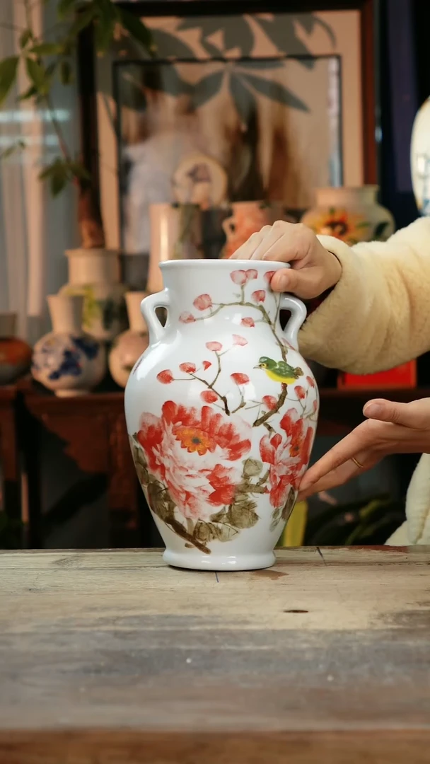 【闪购商品】瓷片景德镇纯手工釉下彩精品花瓶