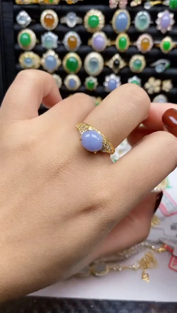 银S925镶嵌戒指翡翠9025