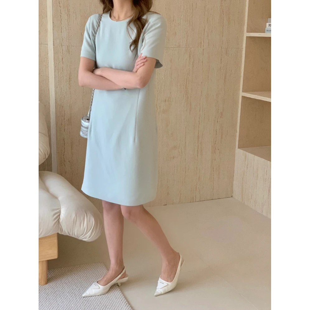 夏季新款段丢圆领醋酸气质百搭连衣裙25DAK0636