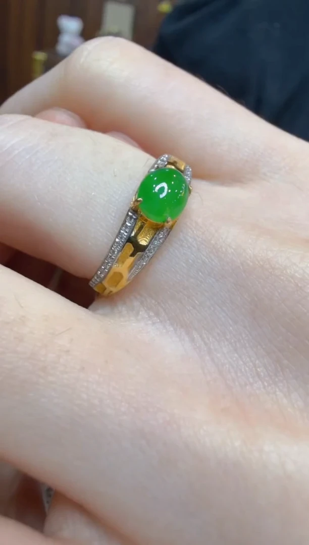 18K金镶嵌戒指翡翠多样性团购发一件