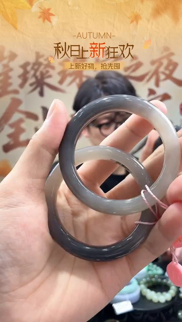 未镶嵌手镯和田玉天然和田玉烟紫手镯-多样性发一54-58