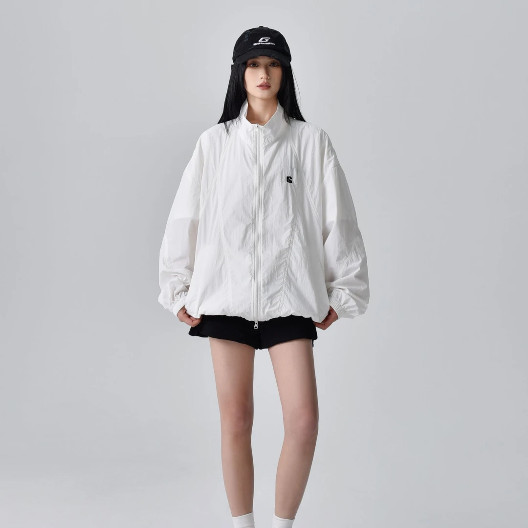清仓GOGOSOON立领夏季防泼水户外防紫外线男女同款防晒衣白色外套