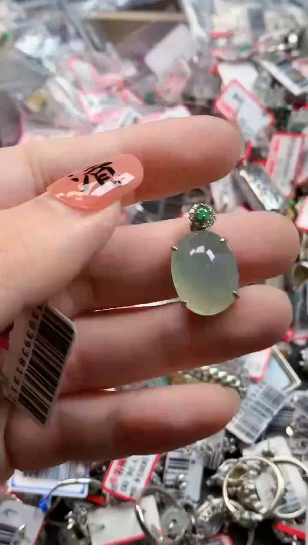 银S925镶嵌戒指翡翠天然A货缅甸翡翠