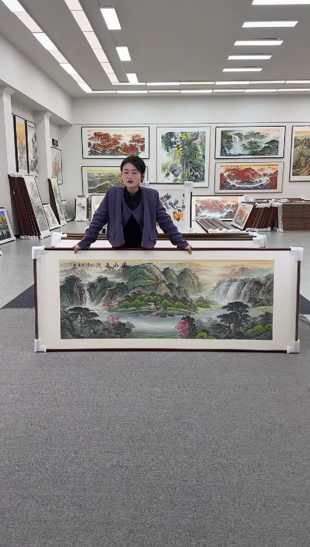 国画手绘  125*65  富水长流