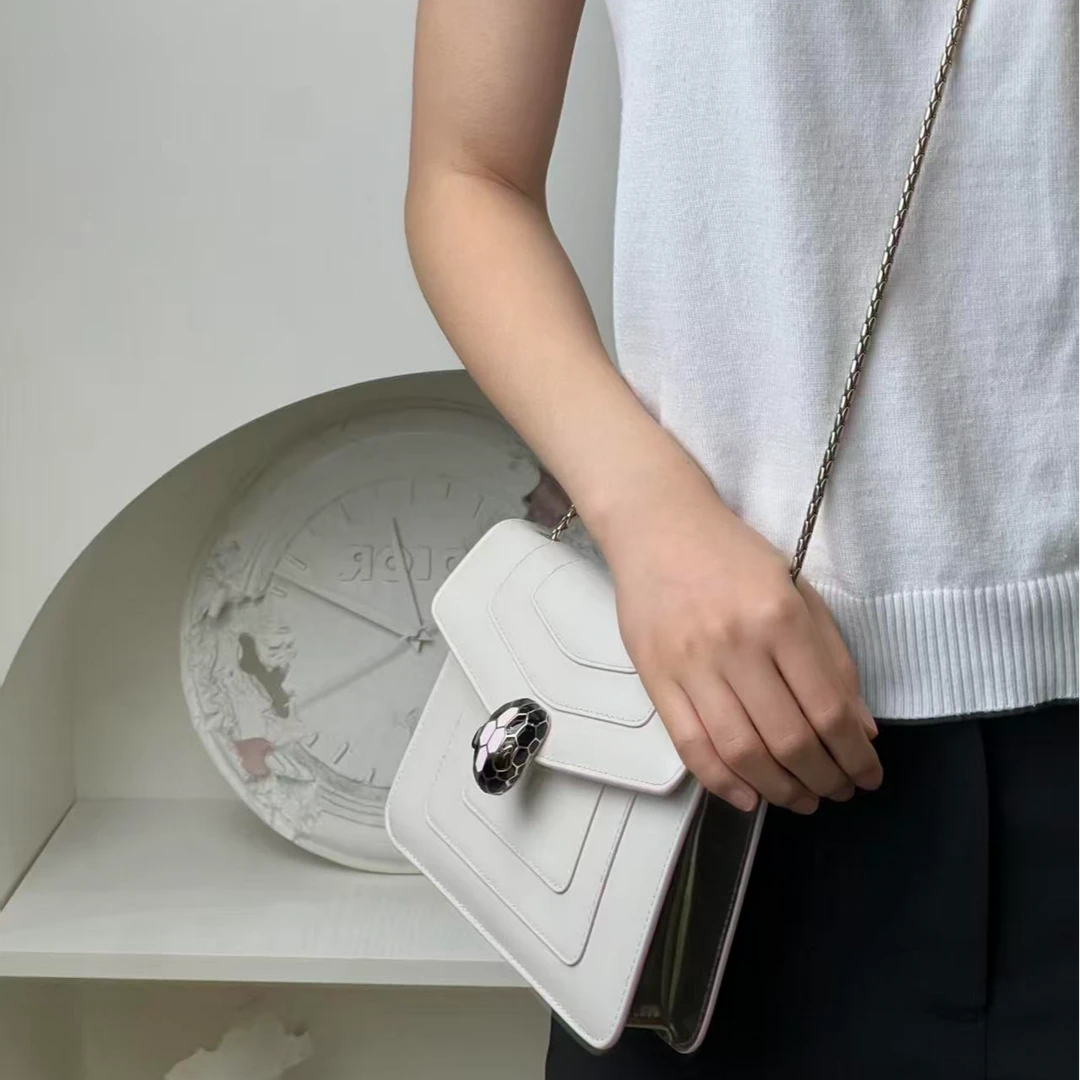 99新 BVLGARI/宝格丽 蛇头白粉色小号新款/甄选