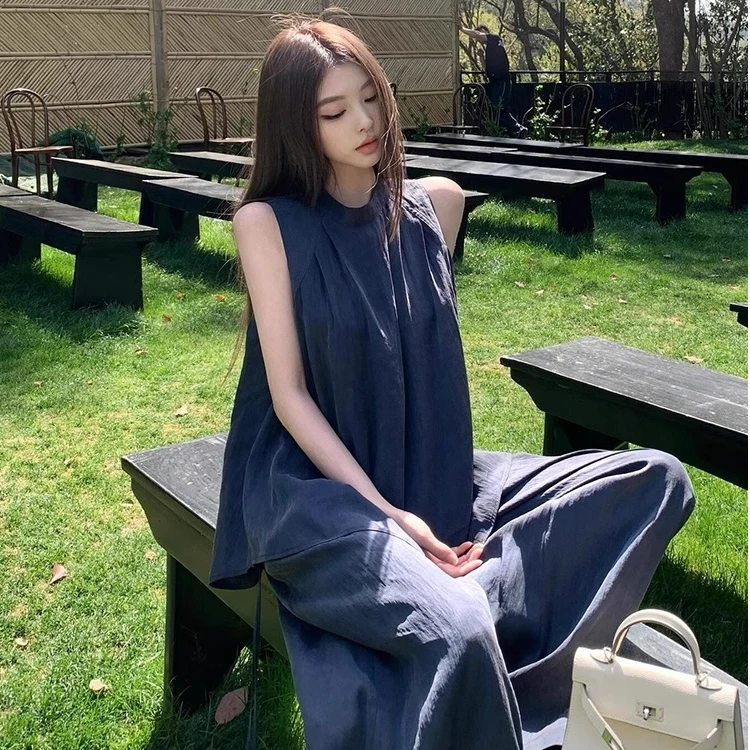 DIIIVERGOM夏装整套韩系高级感减龄运动休闲无袖上衣阔腿裤两件套