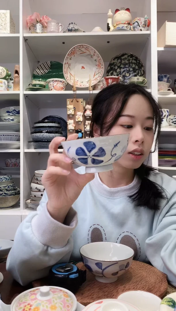 陶瓷手绘风车花米饭碗12cm