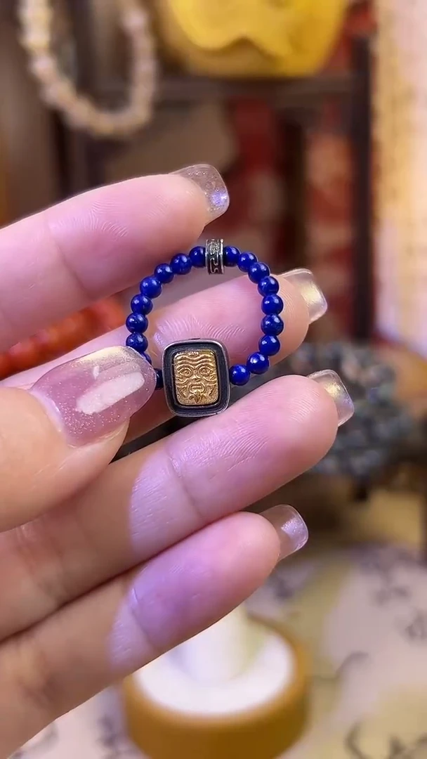 银S925镶嵌青金石戒指青金石扎基拉姆戒指