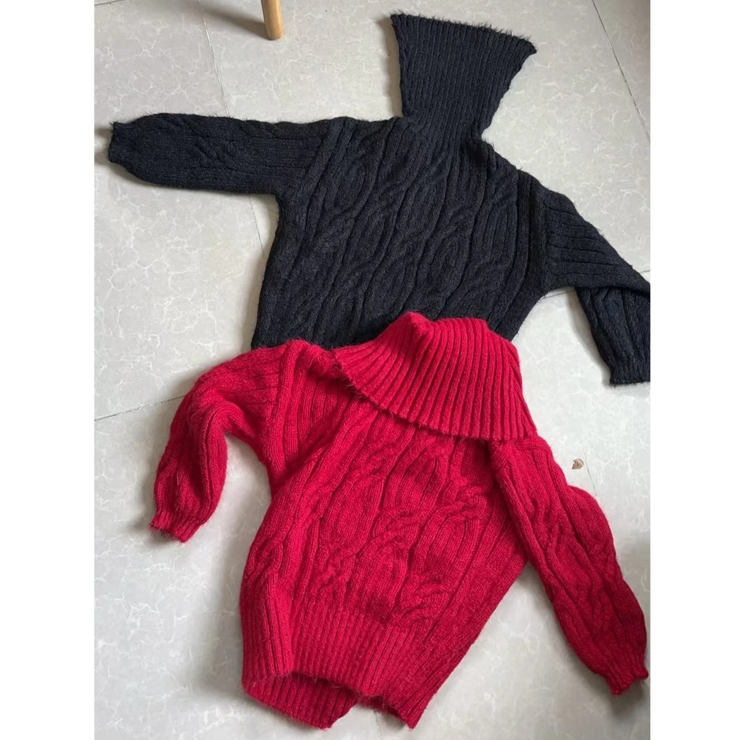 【文乐乐】秋冬新款高级经典麻花织时尚休闲潮流高领针织毛衣8006