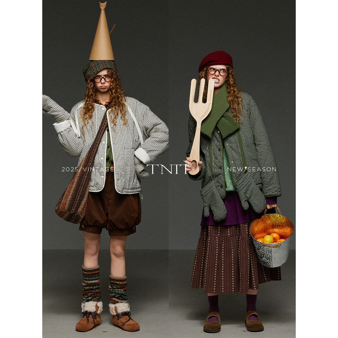 【交个朋友专属】复古两面穿羽绒服外套女冬季带手套围巾棉衣棉服