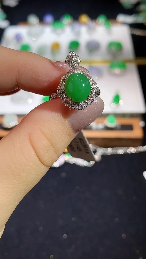 翡翠戒指18K金镶嵌L1145多样性发其一