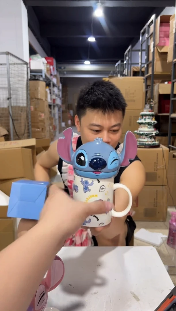 瓷片原盒史迪仔眨眼满印水杯