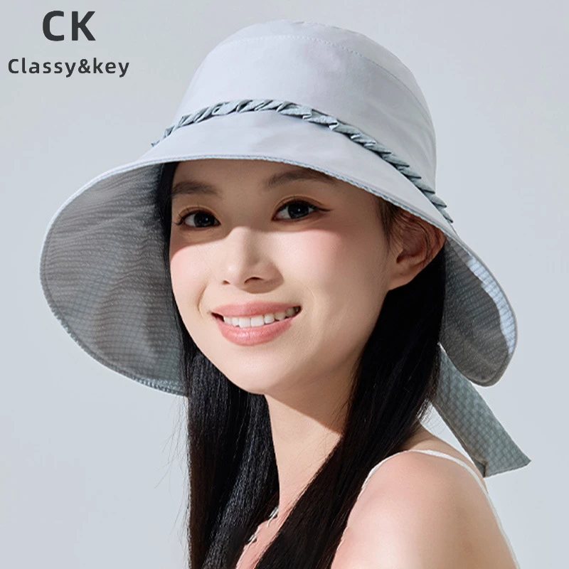 Classy key新加坡设计师联名款渔夫帽女夏季新款减龄蝴蝶结遮阳帽