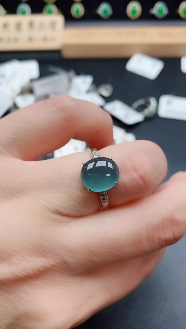 银S925镶嵌戒指翡翠1