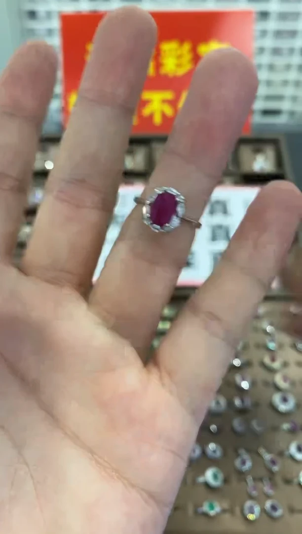红宝石戒指银S925镶嵌1