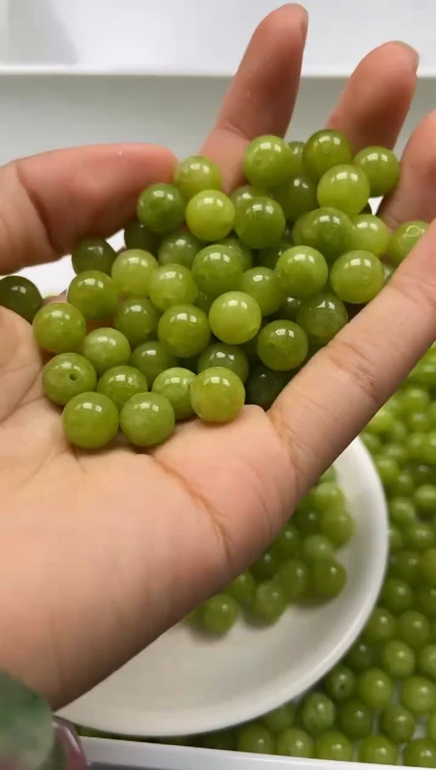 未镶嵌颈饰玛瑙/玉髓W2648-橄榄石8mm*30颗