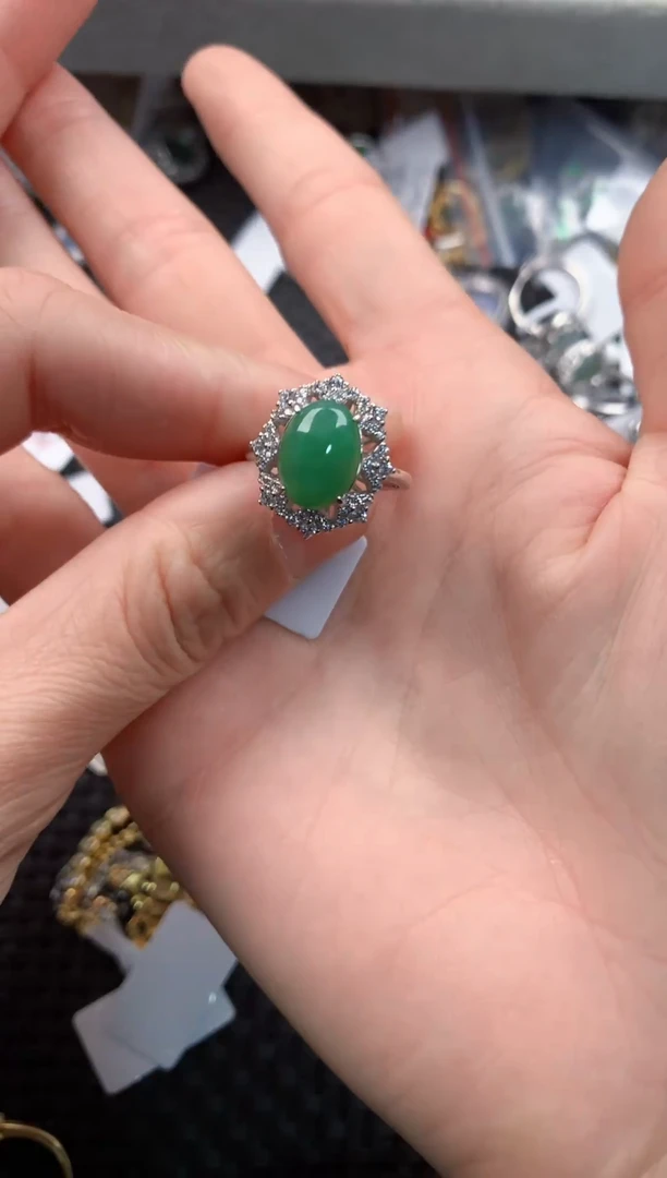 银S925镶嵌戒指翡翠111   5
