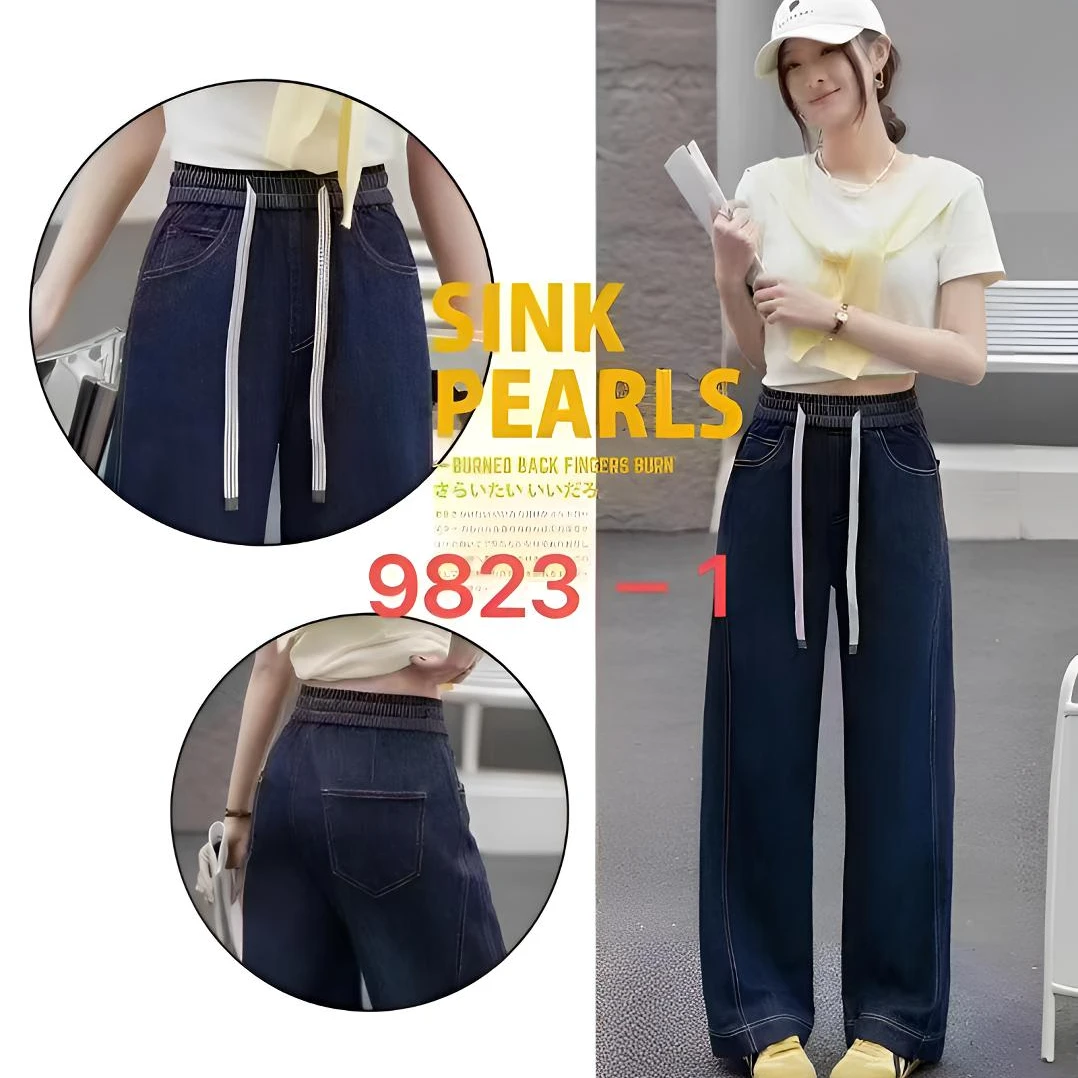 【晓琳现货】9823 薄款夏季显瘦不掉色丹宁蓝裤子女显瘦时尚牛仔裤