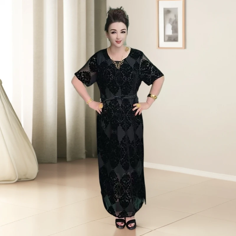 新款大码气质高贵印花连衣裙